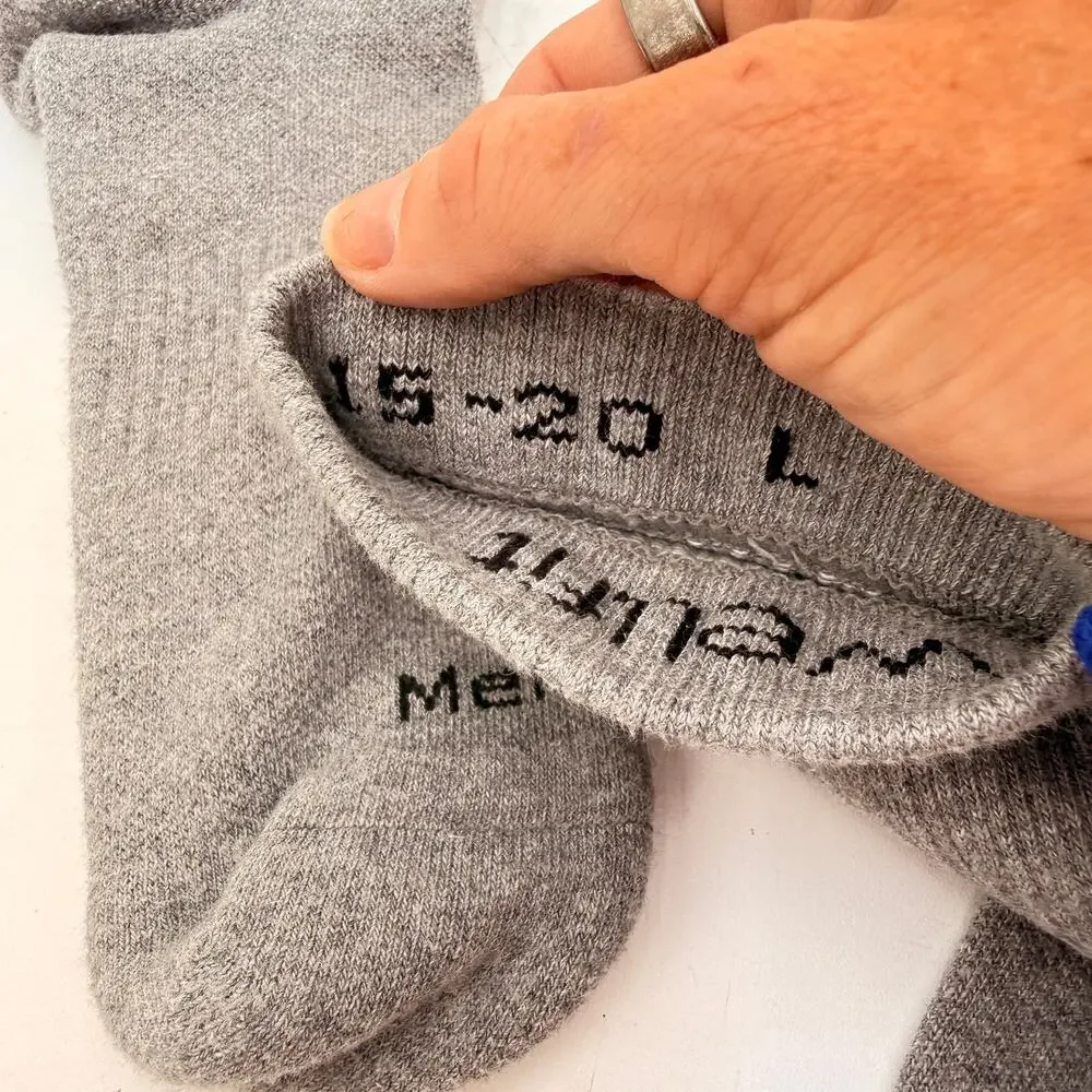 MeMoi Men's Wellfit Grey Tall Compression Socks 15-20mmHg Size Large